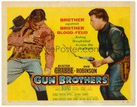 6b167 GUN BROTHERS TC '56 Buster Crabbe is shot by brother Neville Brand at close range!