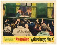6b641 HARD DAY'S NIGHT LC #4 '64 crowd of fans watches all four Beatles eating inside of train!