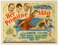 6b182 HER PRIMITIVE MAN TC '44 wacky image of Louise Allbritton about to club Robert Paige!