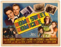 6b193 HOME SWEET HOMICIDE TC '46 Randolph Scott, Peggy Ann Garner, Lynn Bari, cool title design!