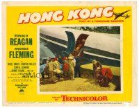 6b661 HONG KONG LC #7 '51 far shot of Asian passengers boarding airplane!