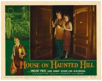 6b665 HOUSE ON HAUNTED HILL LC #3 '59 Richard Long holding gun by pretty Carol Ohmart in doorway!