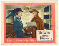 6b675 I'LL SEE YOU IN MY DREAMS LC #1 '52 Doris Day holding sheet music smiles at James Gleason!