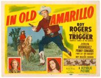 6b208 IN OLD AMARILLO TC '51 cool image of Roy Rogers with smoking gun & riding Trigger!