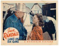 6b709 LAND OF THE SIX GUNS LC '40 cowboy Jack Randall smiles at pretty Louise Stanley!