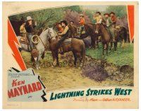 6b721 LIGHTNING STRIKES WEST LC '40 cowboy Ken Maynard is held at gunpoint by bad guys on horses!