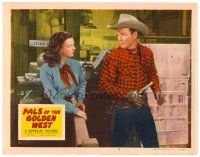 6b828 PALS OF THE GOLDEN WEST LC #5 '51 close up of Dale Evans looking at Roy Rogers holding gun!