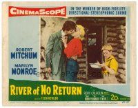 6b869 RIVER OF NO RETURN LC #8 '54 Tommy Rettig won't look at Rory Calhoun kissing Marilyn Monroe!