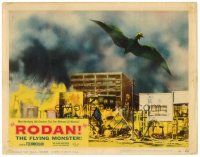 6b874 RODAN LC #7 '57 classic sci-fi, cool image of The Flying Monster over burning Tokyo!