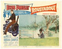6b883 ROUSTABOUT LC #5 '64 roving, restless, reckless Elvis Presley rides motorcycle through fence!