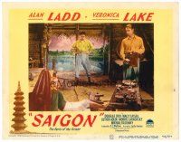 6b891 SAIGON LC #1 '48 Alan Ladd & Wally Cassell look down at gorgeous Veronica Lake!