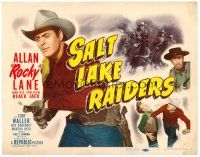 6b352 SALT LAKE RAIDERS TC '50 Allan Rocky Lane close up with gun & riding his stallion Black Jack