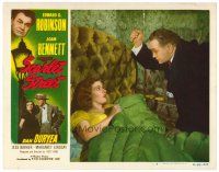 6b897 SCARLET STREET LC #4 R49 Fritz Lang, Edward G. Robinson about to stab Joan Bennett in bed!