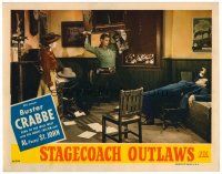 6b931 STAGECOACH OUTLAWS LC '45 girl watches Buster Crabbe about to throw furniture at bad guy!