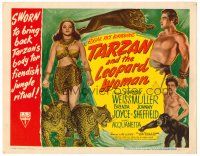 6b413 TARZAN & THE LEOPARD WOMAN TC '46 art of Johnny Weissmuller & Acquanetta with leopards!
