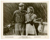 6c063 AFRICAN QUEEN 8x10 still '52 Humphrey Bogart & Katharine Hepburn on deck in storm!