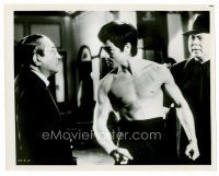 6c190 CHINESE CONNECTION 8x10 still '73 Lo Wei's Jing Wu Men, barechested Bruce Lee glares at guy!