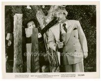 6c208 COMIN' ROUND THE MOUNTAIN 8x10 still '51 girl behind fence holds gun on Lou Costello!