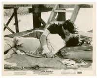 6c439 KING CREOLE 8x10 still '58 great close up of Elvis Presley making out under pier!