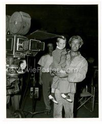 6c674 SHANE candid 8x10 still '53 Alan Ladd carrying his son David on set after fight scene!