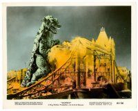 6c025 GORGO color 8x10 still '61 close up of the giant monster about to destroy London Bridge!