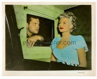 6c028 LADY FROM SHANGHAI color 8x10 still '47 Rita Hayworth & Orson Welles in coach window!