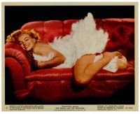 6c041 PRINCE & THE SHOWGIRL color 8x10 still #8 '57 sexy Marilyn Monroe smiling on couch in feathers