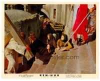 6c007 BEN-HUR color English FOH LC #3 '60 Charlton Heston watches Jesus carry cross up stairs!
