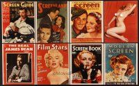 6d031 LOT OF 18 REPRO STILLS OF MAGAZINE COVERS '40 naked Marilyn Monroe, James Dean, Bogart
