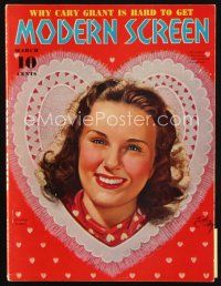 6d133 MODERN SCREEN magazine March 1940 art of pretty Deanna Durbin in heart by Earl Christy!