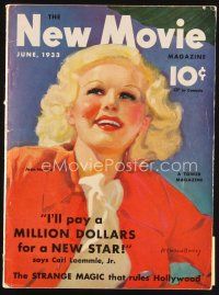 6d079 NEW MOVIE MAGAZINE magazine June 1933 great art of sexy Jean Harlow by McClelland Barclay!