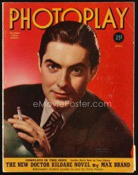 6d111 PHOTOPLAY magazine April 1940 great portrait of smokiing Tyrone Power by Paul Hesse!