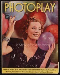 6d105 PHOTOPLAY magazine January 1938 portrait of pretty Irene Dunne w/balloons by George Hurrell!