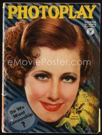 6d104 PHOTOPLAY magazine October 1934 art of Irene Dunne by Earl Christy, do we want censorship!