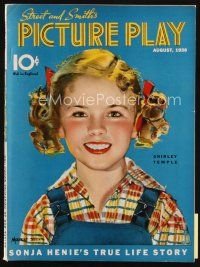 6d070 PICTURE PLAY magazine August 1938 great artwork of Shirley Temple by Modest Stein!