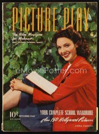6d073 PICTURE PLAY magazine September 1940 sexy Linda Darnell in red corduroy fall outfit!
