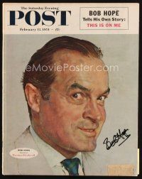 6d146 SATURDAY EVENING POST signed magazine February 13, 1954 by Bob Hope, art by Norman Rockwell!