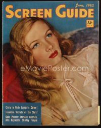 6d140 SCREEN GUIDE magazine June 1942 portrait of sexy Veronica Lake by Eugene Robert Richee!