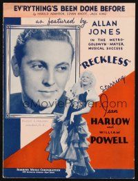 6d302 RECKLESS sheet music '35 sexy full-length Jean Harlow, Ev'rything's Been Done Before!