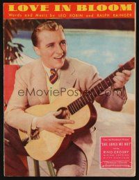 6d305 SHE LOVES ME NOT sheet music '34 portrait of Bing Crosby playing guitar, Love in Bloom!
