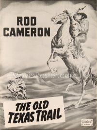 6d378 OLD TEXAS TRAIL pressbook R49 cool artwork of cowboy Rod Cameron on horseback with gun!