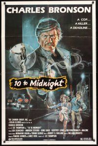 6f004 10 TO MIDNIGHT 1sh '83 cool action art of detective Charles Bronson, forget what's legal!