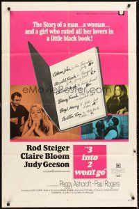6f013 3 INTO 2 WON'T GO 1sh '69 Rod Steiger, sexy Claire Bloom and her little black book!