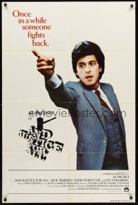 6f045 AND JUSTICE FOR ALL int'l 1sh '79 directed by Norman Jewison, Al Pacino fights back!