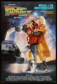 6f072 BACK TO THE FUTURE II 1sh '89 art of Michael J. Fox & Christopher Lloyd by Drew Struzan!
