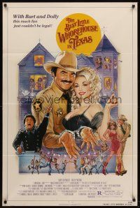 6f095 BEST LITTLE WHOREHOUSE IN TEXAS 1sh '82 art of Burt Reynolds & Dolly Parton by Gouzee!