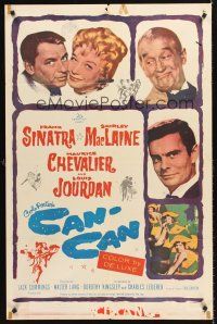 6f167 CAN-CAN 1sh '60 Frank Sinatra, Shirley MacLaine, Maurice Chevalier & Louis Jourdan!