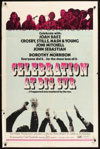 6f180 CELEBRATION AT BIG SUR 1sh '71 celebrate with Joan Baez, Crosby, Stills, Nash & Young!