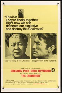 6f183 CHAIRMAN style B int'l 1sh '69 Mao Tse-Tung is the Chairman, Gregory Peck is the explosive!