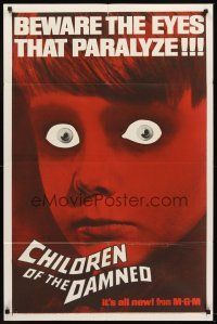 6f187 CHILDREN OF THE DAMNED teaser 1sh '64 beware the creepy kid's eyes that paralyze!